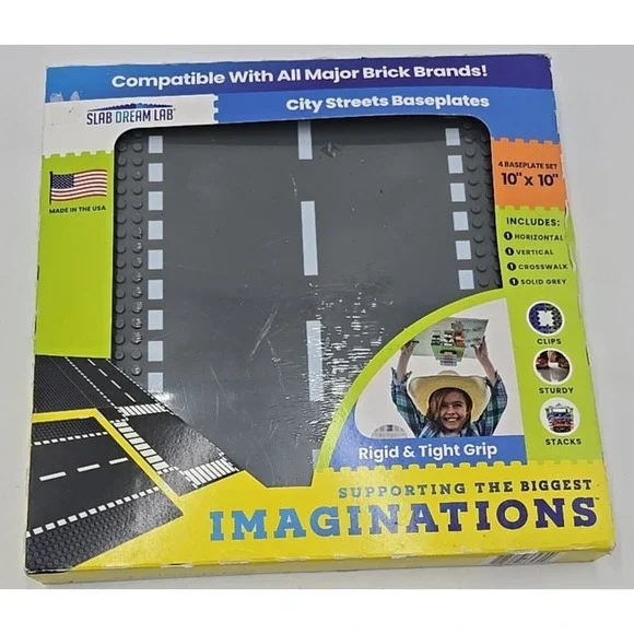 NEW City Streets Baseplate 4 Pack Set by Slab Dream‎ Lab LEGO Compatible