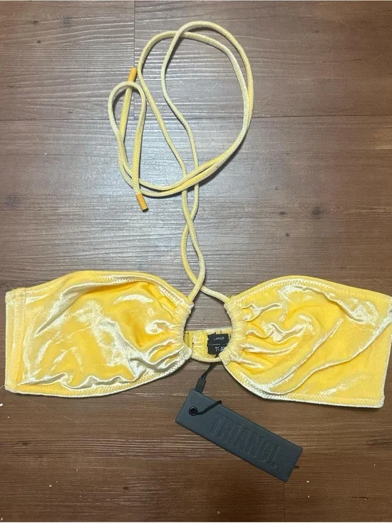 TRIANGL NEW with tags  swimwear Yellow Velvet Halter Bikini Top