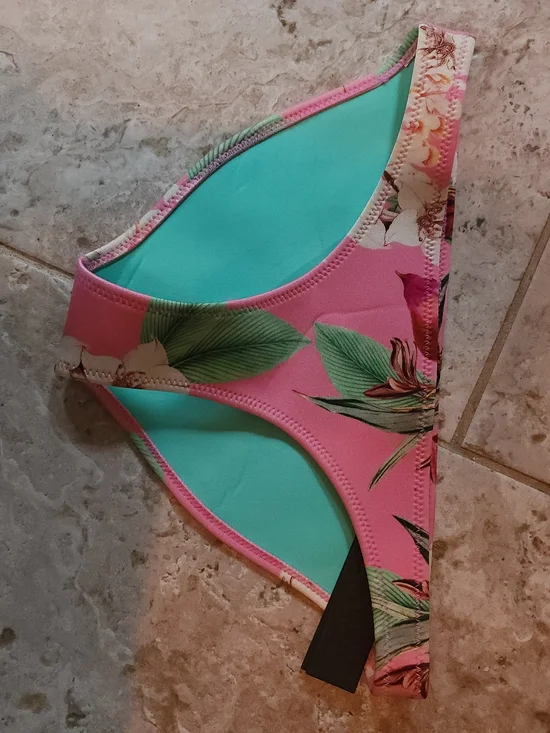 triangl swimwear Pink Tropical Bikini Bottom with Aqua Lining