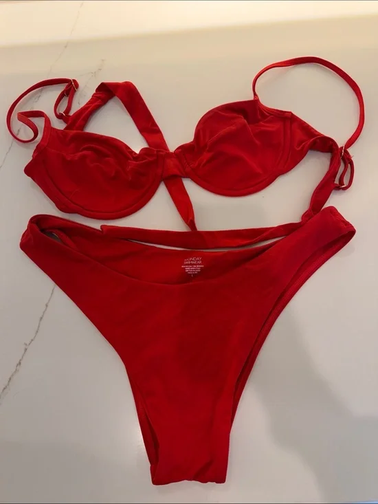 Monday Swimwear Red Underwire Bikini Set - Women Swim