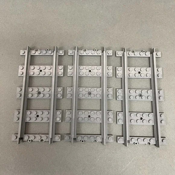 Lego 17275 Train Track Straight Gray Replacement Part Piece Lot of 3