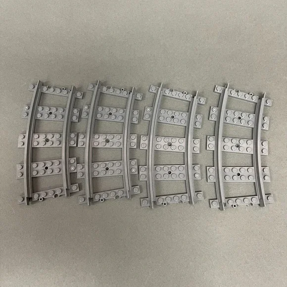 Lego 53400 Train Tracks Curved Gray Replacement Parts Pieces Lot of 4
