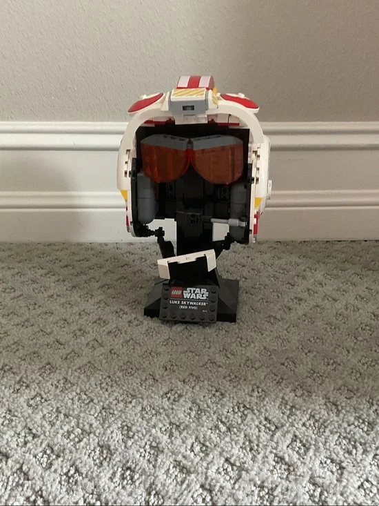 Lego White and Red Luke Skywalker Pilot Helmet with Translucent Orange Visor