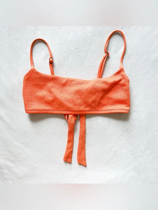 Monday Swimwear Orange Tie Back Bikini Top - Medium