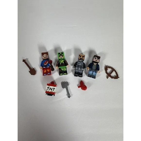 LEGO Minecraft Minifigure Lot Steve Characters TNT Weapons Bow Sword Axe Genuine