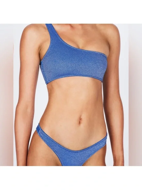 triangl swimwear One-Shoulder Shimmery Blue Bikini Set