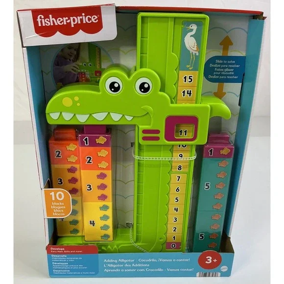 Fisher Price Adding Alligator Counting Learning Toy‎ 10 Blocks