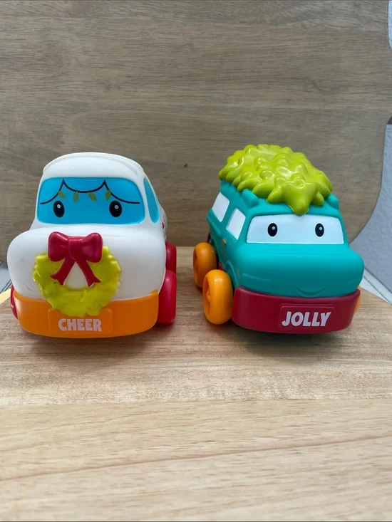 SALE! Infintino Cheer & Jolly Holiday Push Cars - White and Teal Set