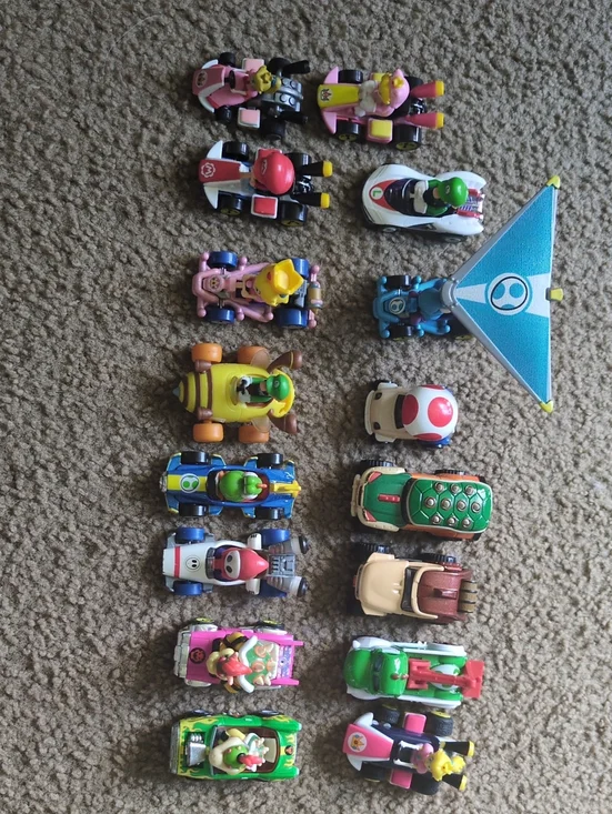 Nintendo Mario Kart Mini Vehicle Set - Pink, Green, Blue, Yellow, Red Assortment