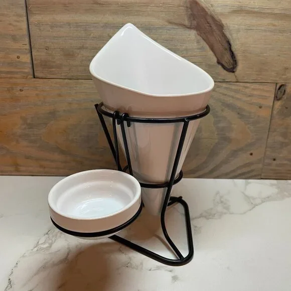 Ceramic Cone Appetizer Fries Carrots and Dip Serving Dish Set
