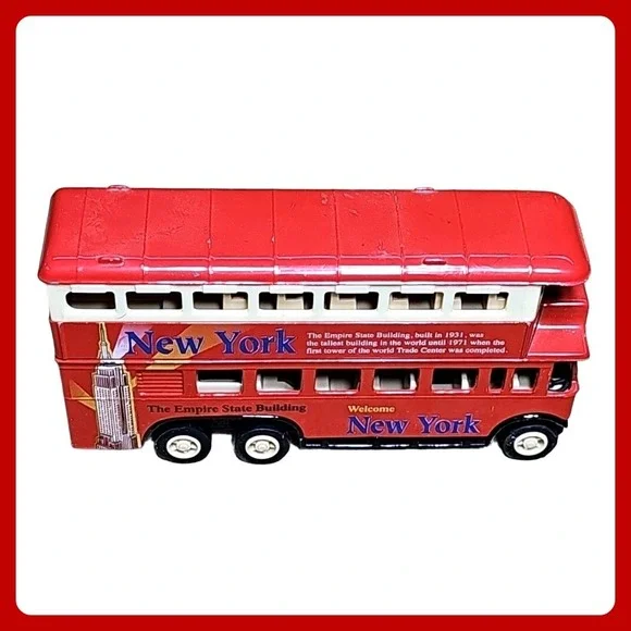 York City Double Decker‎ Bus Empire State Building Souvenir Diecast Metal Toy