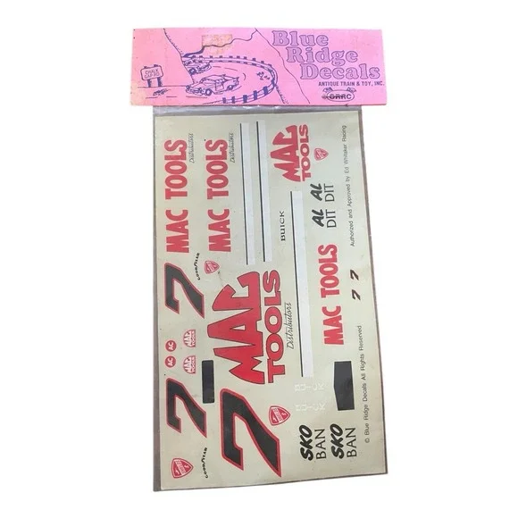 Harry Gant #7‎ Mac Tools Chevy 1/25 1/24 Decal Blue Ridge Decals
