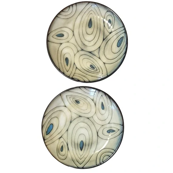 Pier 1 Imports Teal Reactive Stoneware 2 8 Inch Plates Blue Green Glaze