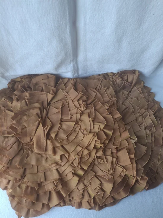 Pier 1 Gold Irridescent Satin Ruffled Accent Pillow Covers 3 Pc Set.
