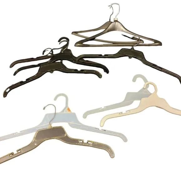 Lot of 16 Asorted Plastic Retail Hangers Wire Hook Double Notched Shirt Non Slip