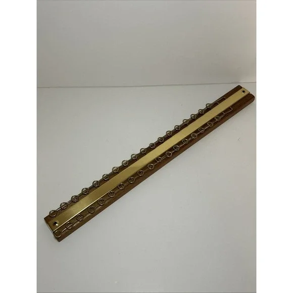Brass Wood Vintage Tie Scarf Belt Hanger Holder Wall Mount Organizer Nostalgic