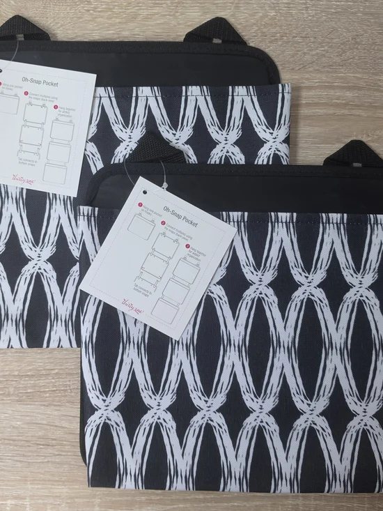 Thirty One Hanging Automotive Seat Oh Snap Pocket Lot Of 2 Grey & White Pouch
