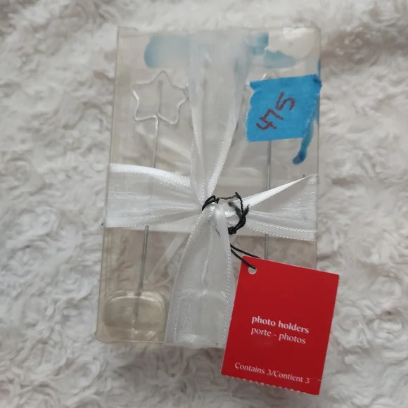 Pier 1 Star Desktop Picture Holders Display With Clear Base Set of 3