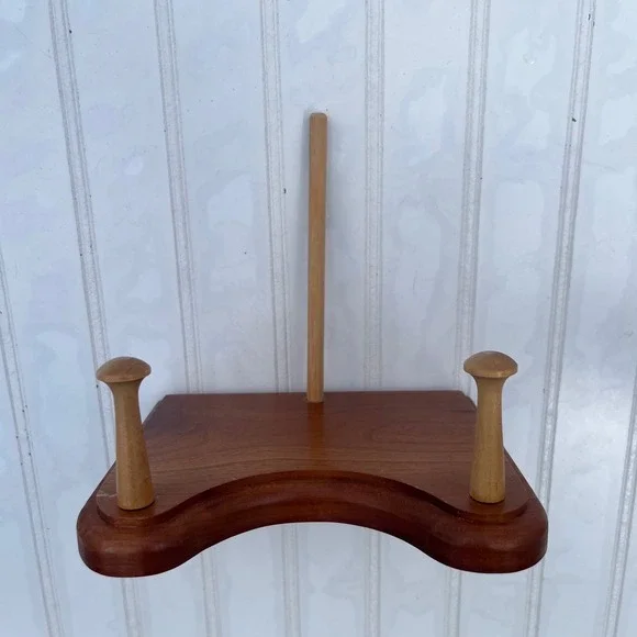 Vintage Wooden Display Rack Handcrafted Wood Yarn Spindle