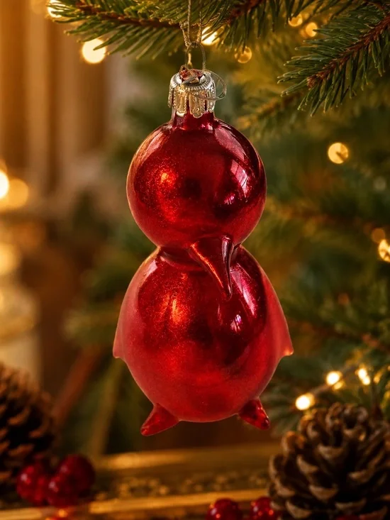 Vintage Pier 1 Red Glass Penguin Christmas Ornament – 5.75