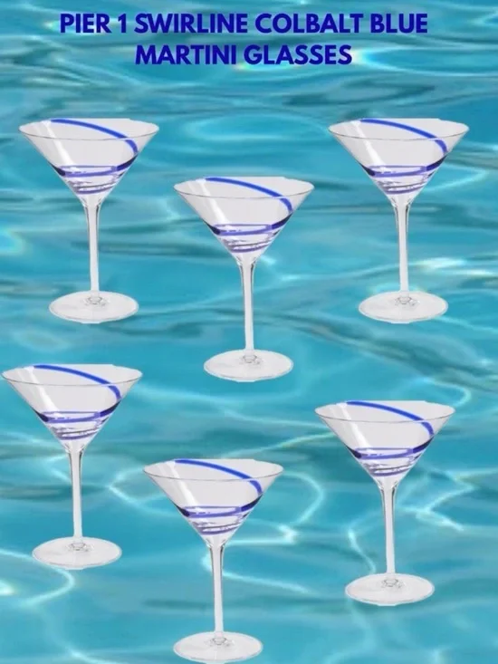 William Yeoward Crystal Blown Glass Bella Blue Martini Glasses