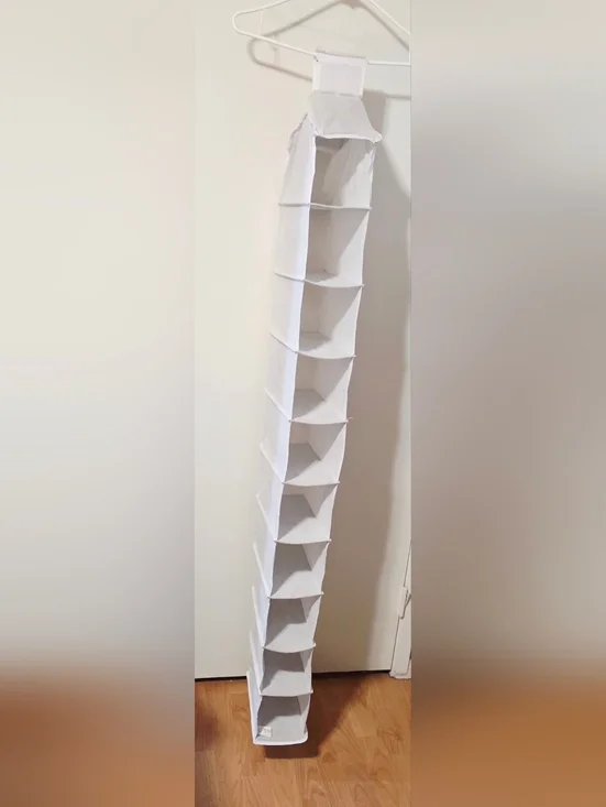 Mainstays White Hanging Closet Shelf Organizer - 10-Tier Fabric Storage