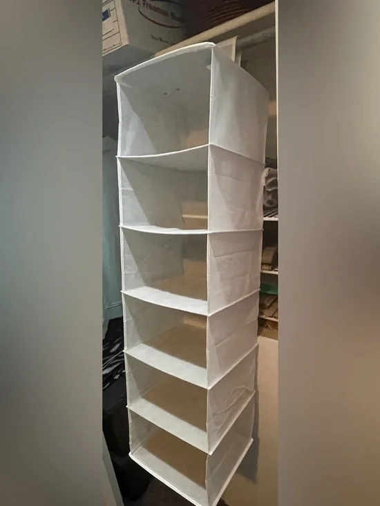 White Hanging Closet Organizer - 6-Shelf Fabric Storage EXCELLENT CONDITION