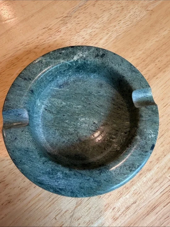Pier 1 One Vintage Green Marble 3”Solid Ashtray