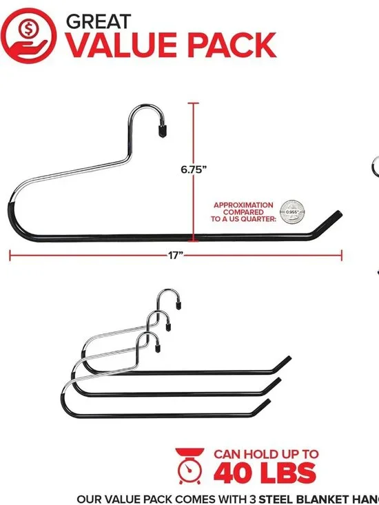 Blanket Hangers (3 Pack) - Stainless Steel