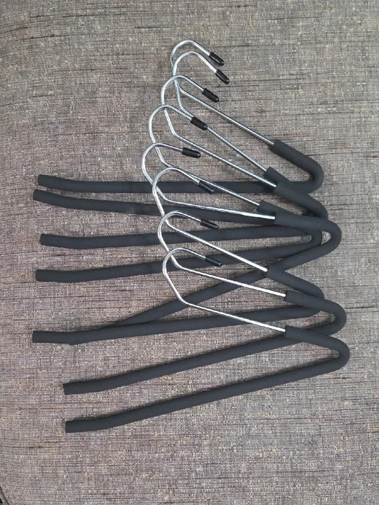 Non-Slip Foam Padded Pant Hangers - Black (Set of 8)