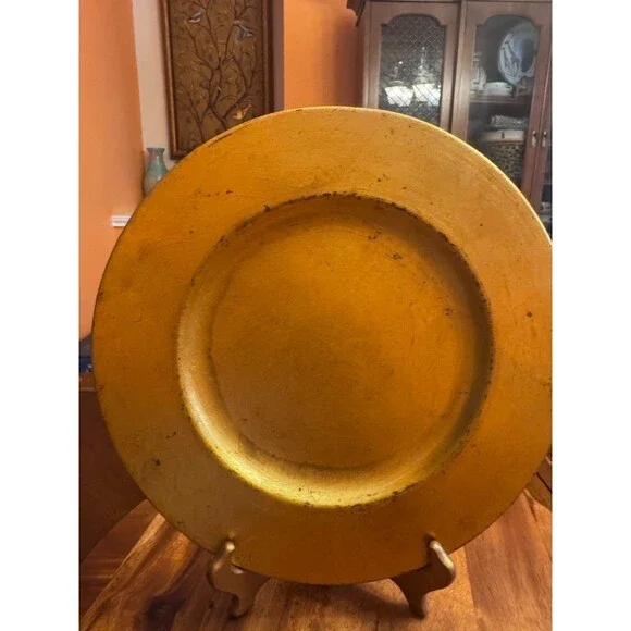 Mervyn’s Handcrafted Gold Vintage Pottery Chargers  MADE IN ITALY