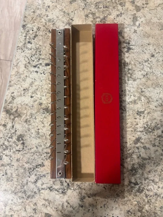 Hickok Wood and Metal Tie Rack with Red Storage Box