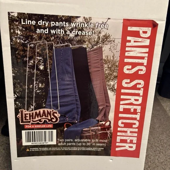 Lehman's Hang to Dry Pants Stretchers Creased Wrinkle-Free No Iron Slacks New