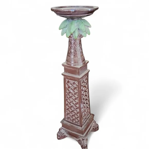 Tiki Palm Tree Pillar Candle Holder, Tall 19