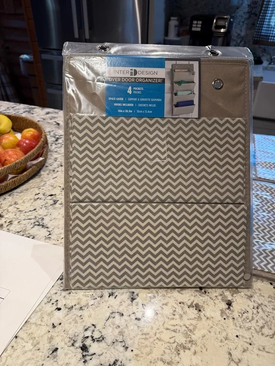 InterDesign Over Door Organizer - Chevron Gray/Tan