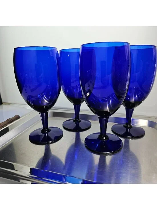 4 Pier 1 Cobalt Blue Ice Tea Glasses 7