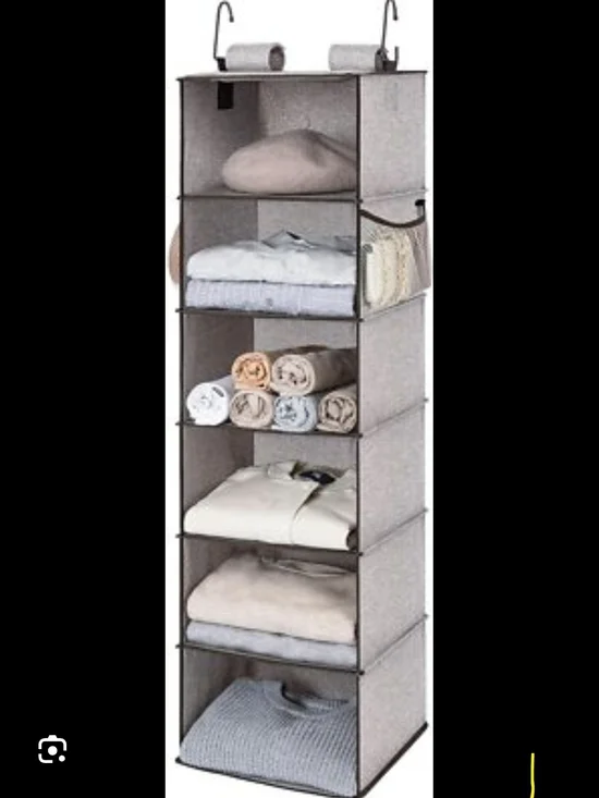 Fabric Hanging Closet 6 Shelf Organizer - Gray / Deep Brown (1 Closet Insert)