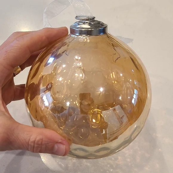Champagne Gold Glass Heavy Ornament