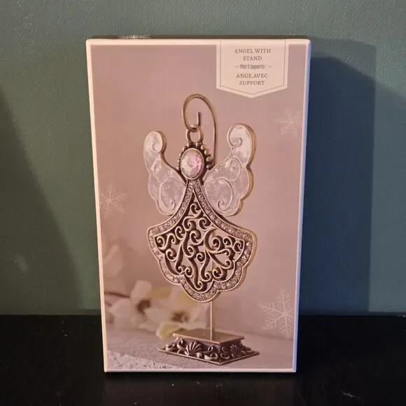 Christmas Guardian Angel Figurine Wings W/Stand NIB Pier One Imports