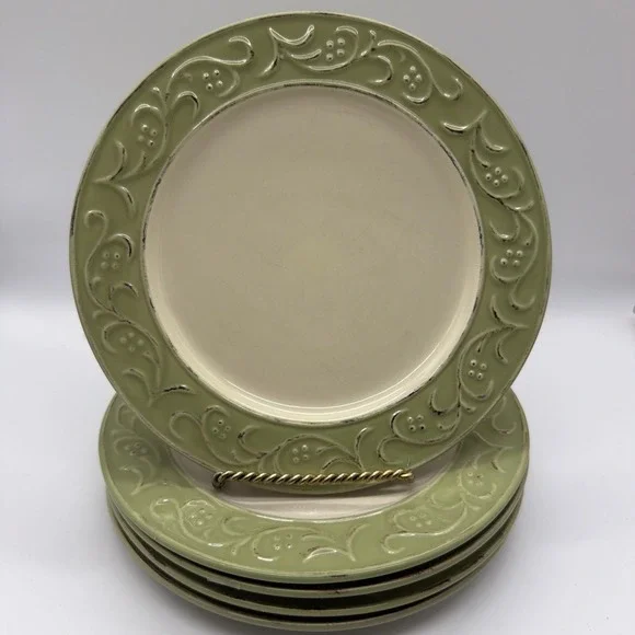SET OF 5 PIER 1 ANTIQUE FLORAL DINNER PLATES 8.5 Read