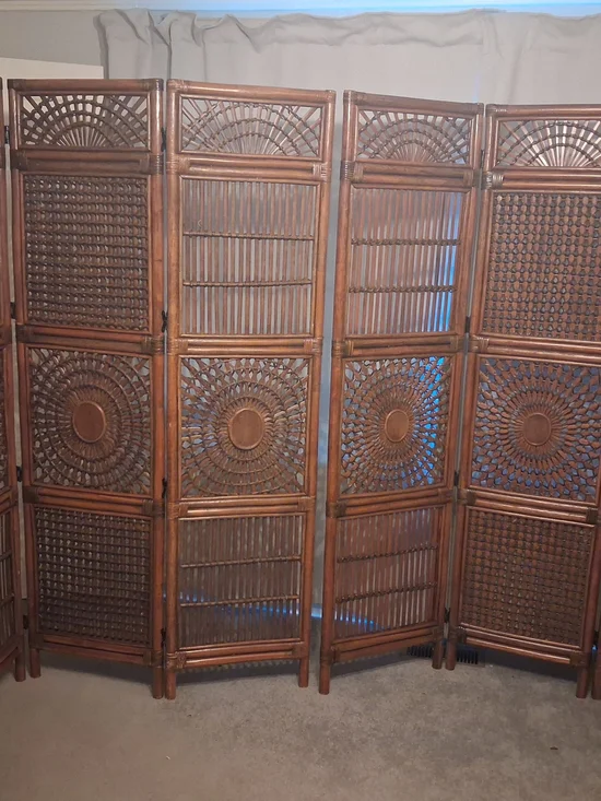 Vintage Pier 1 Woven Bamboo And Rattan Room Dividers (Set Of 2)