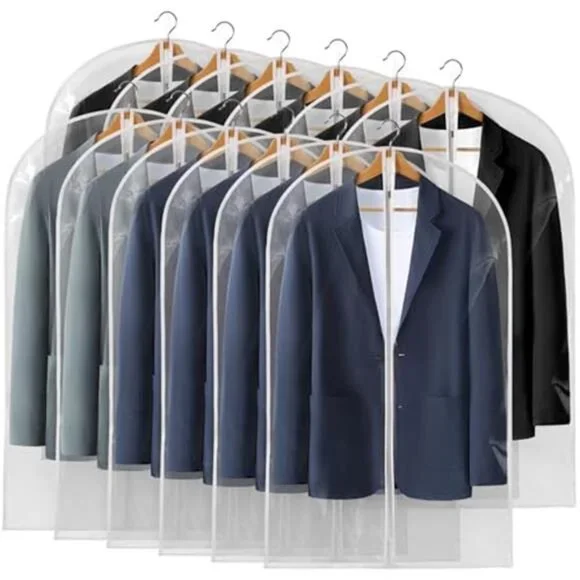 Clear Garment Bags For Hanging Clothes Suit Cover Closet Storage Zipper 12 Pack