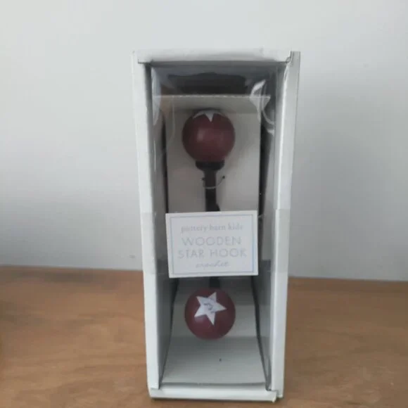 New Pottery Barn Kids Wooden Star Hook Red w/ White Star