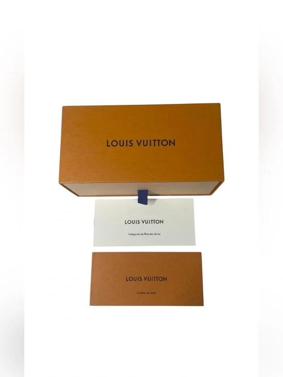 Louis Vuitton Sunglasses Gift Storage Empty Drawer Box Orange Navy 7”x 3 3/4”x3”
