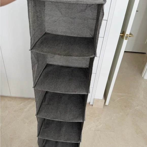 Six Compartment Gray Hanging Fabric Closet Organizer - Multi-Shelf Storage