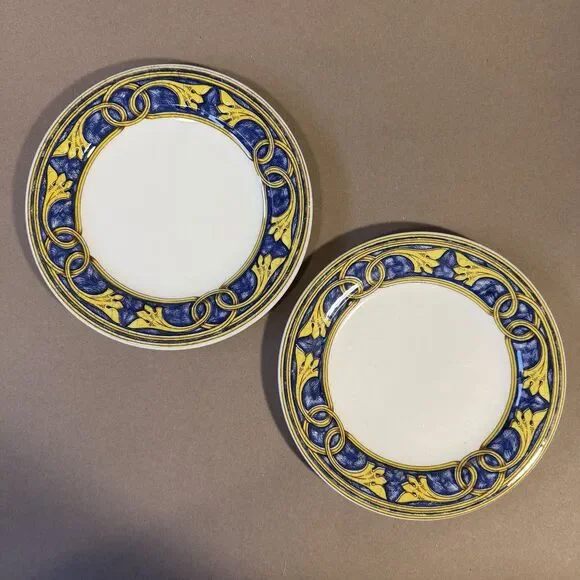 Pier 1 Scroll Pattern Set of 2 Salad Plates 8 1/4” Handcrafted in Italy