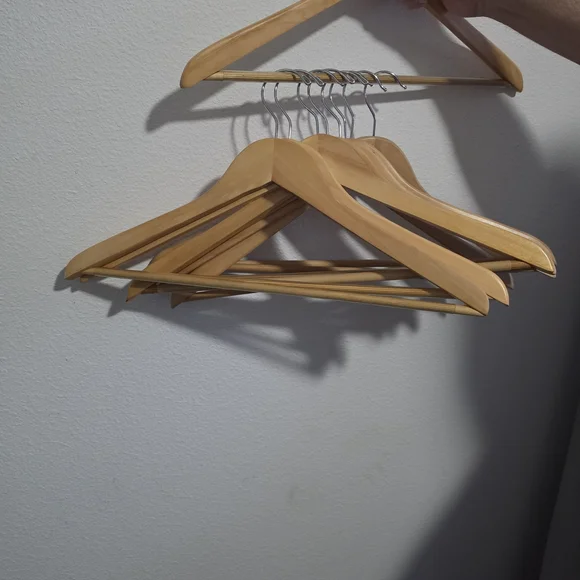 Set of Wooden Clothing Hangers - Natural Wood 15