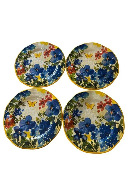 Set Of 4 Pier 1 Butterfly Floral Melamine 9