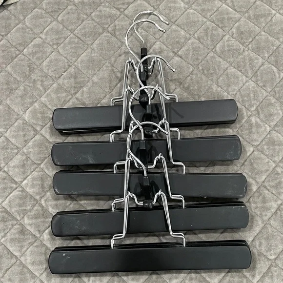 Set of Black Wood Pant Hangers