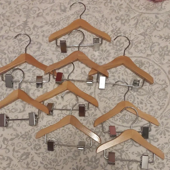 Source Unknown Wooden Clothes Hangers with Metal Clips - Natural Wood and Silver
